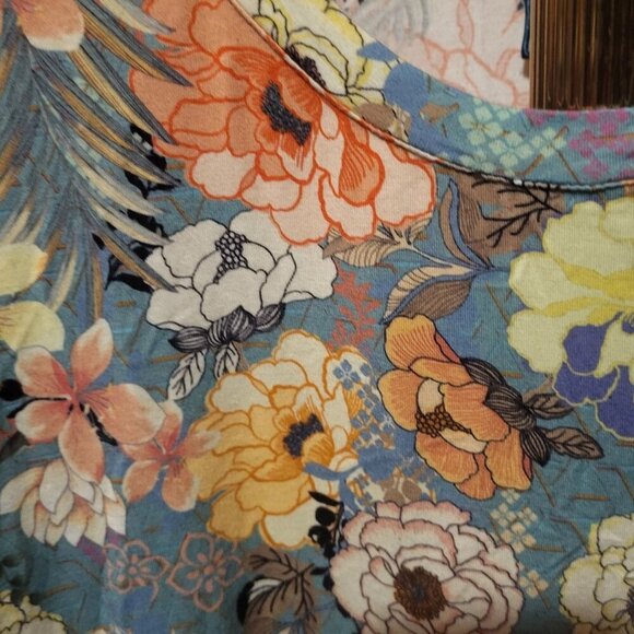 Johnny Was Millay Floral Print Crew Neck Short Sleeve Bamboo Knit T-Shirt SZ XL - Picture 4 of 7